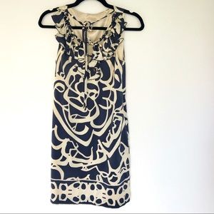 ECI New York 100% Silk Navy Ruffle Sheath Dress 4